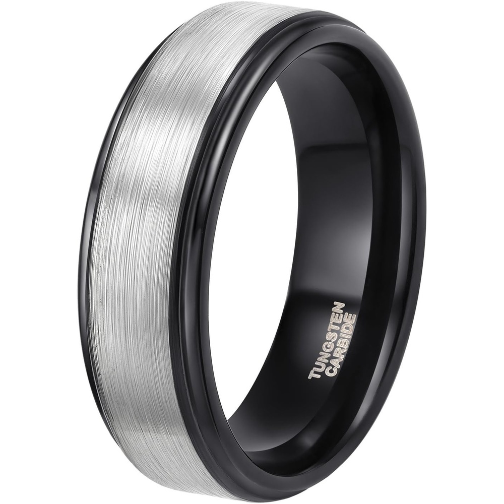image:imageTRUMIUM 4mm 6mm 8mm Black Tungsten Rings for Men Women Step Edges Size 4158mm Black