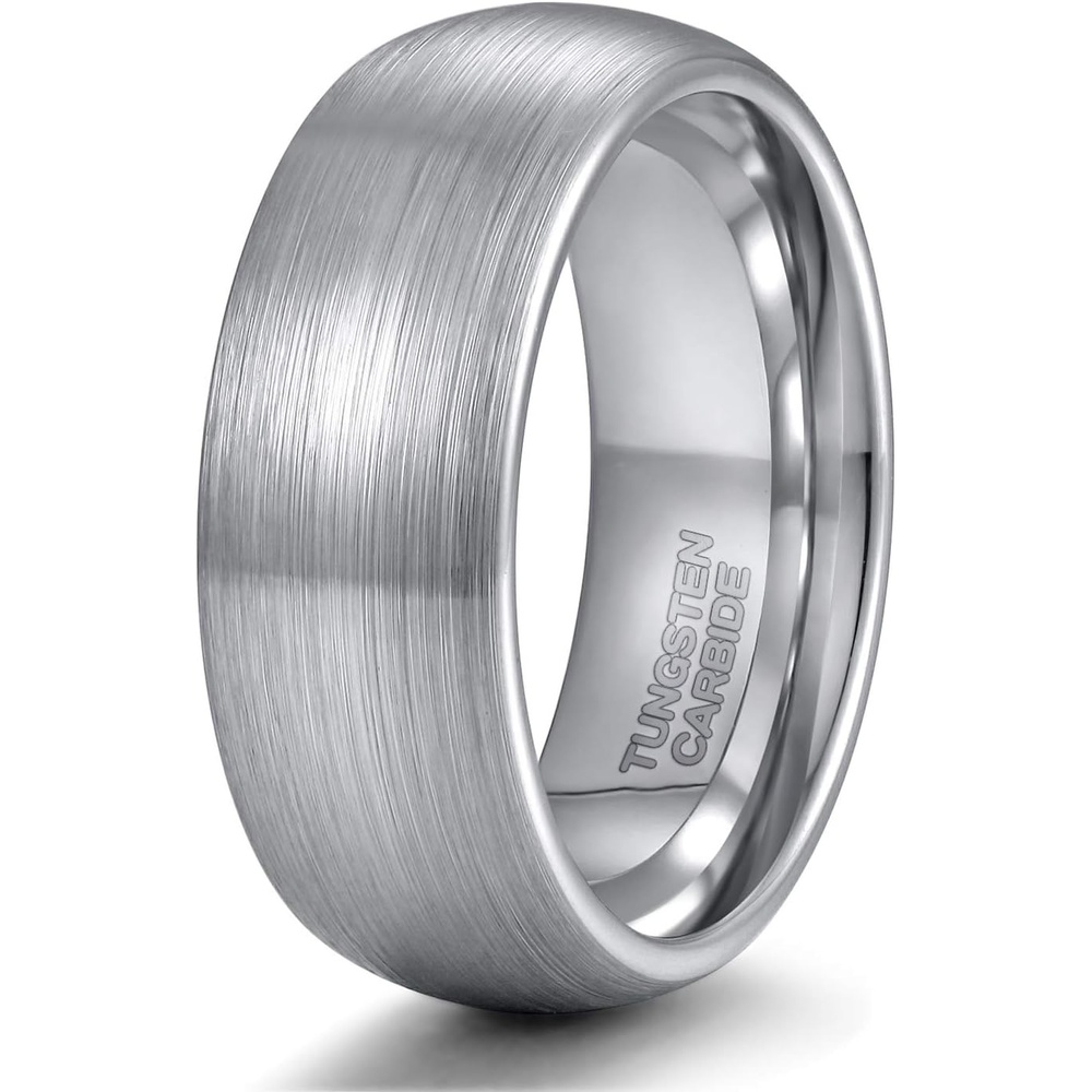 image:imageTRUMIUM 4mm 6mm 8mm Tungsten Ring Wedding Band for Men Women Two Tone Rings8mm Silver Dome