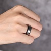 TRUMIUM 4mm 6mm 8mm Black Tungsten Rings for Men Women Step Edges Size 4-15(8mm Black)