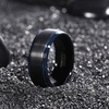 TRUMIUM 4mm 6mm 8mm Black Tungsten Rings for Men Women Step Edges Size 4-15(8mm Black Blue)