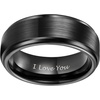 TRUMIUM 4mm 6mm 8mm Black Tungsten Rings for Men Women Step Edges Size 4-15(8mm Black I Love You(Step Edge))