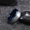 TRUMIUM 4mm 6mm 8mm Black Tungsten Rings for Men Women Step Edges Size 4-15(8mm Blue)