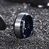 TRUMIUM 4mm 6mm 8mm Black Tungsten Rings for Men Women Step Edges Size 4-15(8mm Blue)