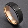 TRUMIUM 4mm 6mm 8mm Black Tungsten Rings for Men Women Step Edges Size 4-15(8mm black rose gold plated)