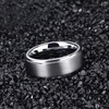 TRUMIUM 4mm 6mm 8mm Black Tungsten Rings for Men Women Step Edges Size 4-15(8mm silver plated)