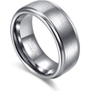 TRUMIUM 4mm 6mm 8mm Black Tungsten Rings for Men Women Step Edges Size 4-15(8mm silver plated)