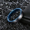 TRUMIUM 4mm 6mm 8mm Tungsten Ring Wedding Band for Men Women Two Tone Rings(4mm Blue)