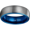 TRUMIUM 4mm 6mm 8mm Tungsten Ring Wedding Band for Men Women Two Tone Rings(6mm Blue I Love You)