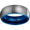 TRUMIUM 4mm 6mm 8mm Tungsten Ring Wedding Band for Men Women Two Tone Rings(8mm Blue I Love You)