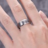 TRUMIUM 4mm 6mm 8mm Tungsten Ring Wedding Band for Men Women Two Tone Rings(8mm Silver Bevel)