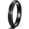TRUMIUM 4mm 6mm 8mm Black Tungsten Rings for Men Women Step Edges Size 4-15(4mm Black Step Edge)