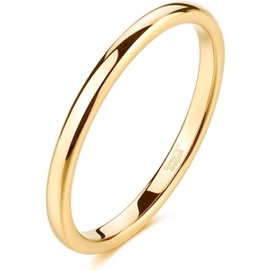 TRUMIUM 2mm 4mm 6mm 8mm Tungsten Wedding Band Ring for Men Women(2mm 24k gold plated)