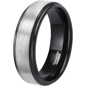 TRUMIUM 4mm 6mm 8mm Black Tungsten Rings for Men Women Step Edges Size 4-15(8mm Black)