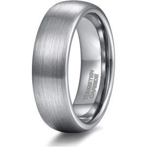 TRUMIUM 4mm 6mm 8mm Tungsten Ring Wedding Band for Men Women Two Tone Rings(6mm Silver Dome)