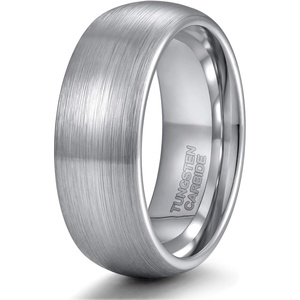 TRUMIUM 4mm 6mm 8mm Tungsten Ring Wedding Band for Men Women Two Tone Rings(8mm Silver Dome)