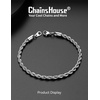 ChainsHouse Stainless Steel Twisted Rope Chain Bracelet for Men, Silver/Black/14K Gold Plated Link Bracelet, 3MM/6MM, 7.5″/8.3″/9″ Lengths, Gift Box Included(A.3MM-Steel)
