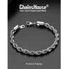 ChainsHouse Stainless Steel Twisted Rope Chain Bracelet for Men, Silver/Black/14K Gold Plated Link Bracelet, 3MM/6MM, 7.5″/8.3″/9″ Lengths, Gift Box Included(A.6MM-Steel)