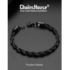 ChainsHouse Stainless Steel Twisted Rope Chain Bracelet for Men, Silver/Black/14K Gold Plated Link Bracelet, 3MM/6MM, 7.5″/8.3″/9″ Lengths, Gift Box Included(B.6MM-Black)