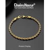 ChainsHouse Stainless Steel Twisted Rope Chain Bracelet for Men, Silver/Black/14K Gold Plated Link Bracelet, 3MM/6MM, 7.5″/8.3″/9″ Lengths, Gift Box Included(C.3MM-Gold)