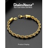 ChainsHouse Stainless Steel Twisted Rope Chain Bracelet for Men, Silver/Black/14K Gold Plated Link Bracelet, 3MM/6MM, 7.5″/8.3″/9″ Lengths, Gift Box Included(C.6MM-Gold)