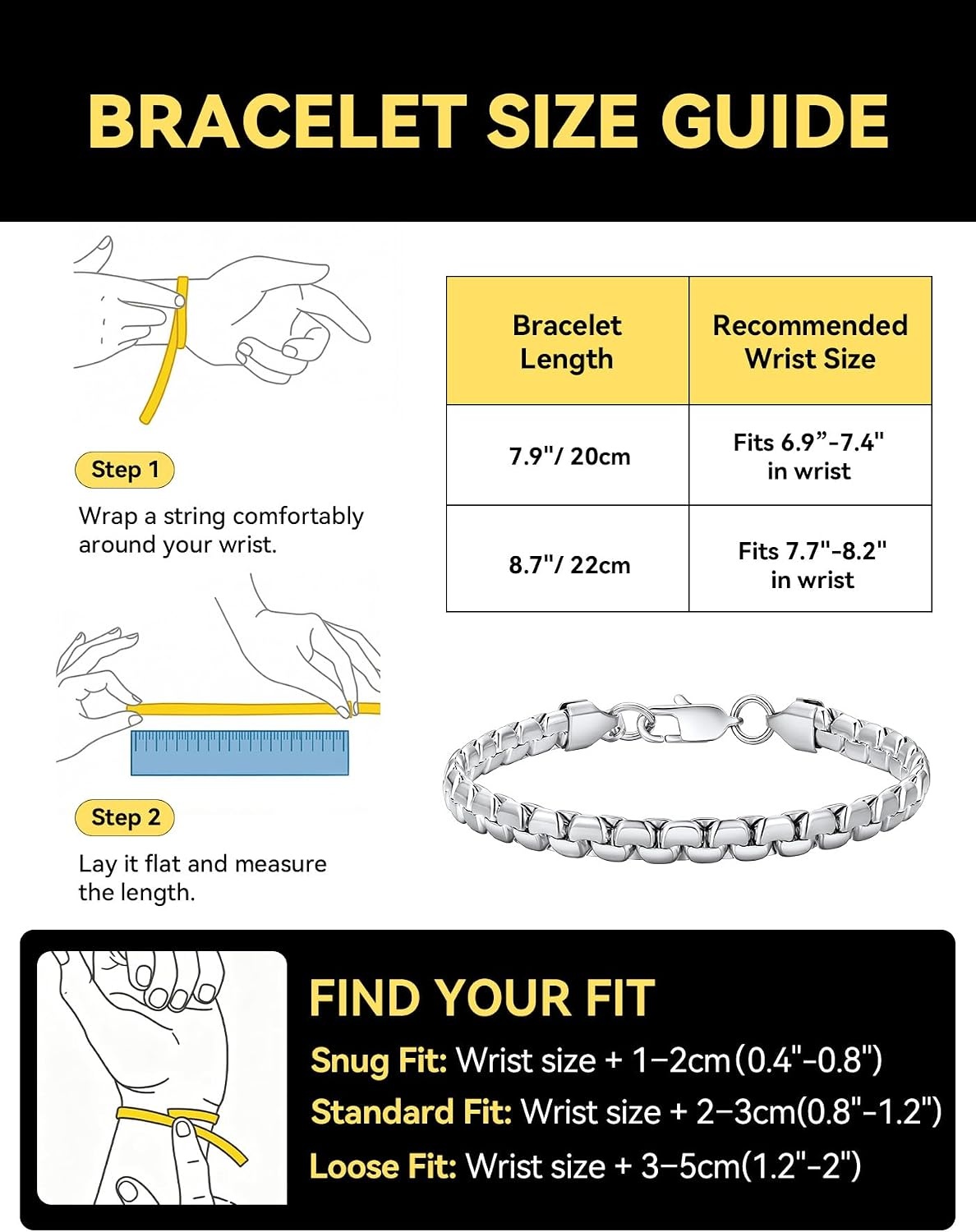 image:imageChainsHouse Flat Box Link BraceletUnisex Design316L Stainless SteelGold Plated