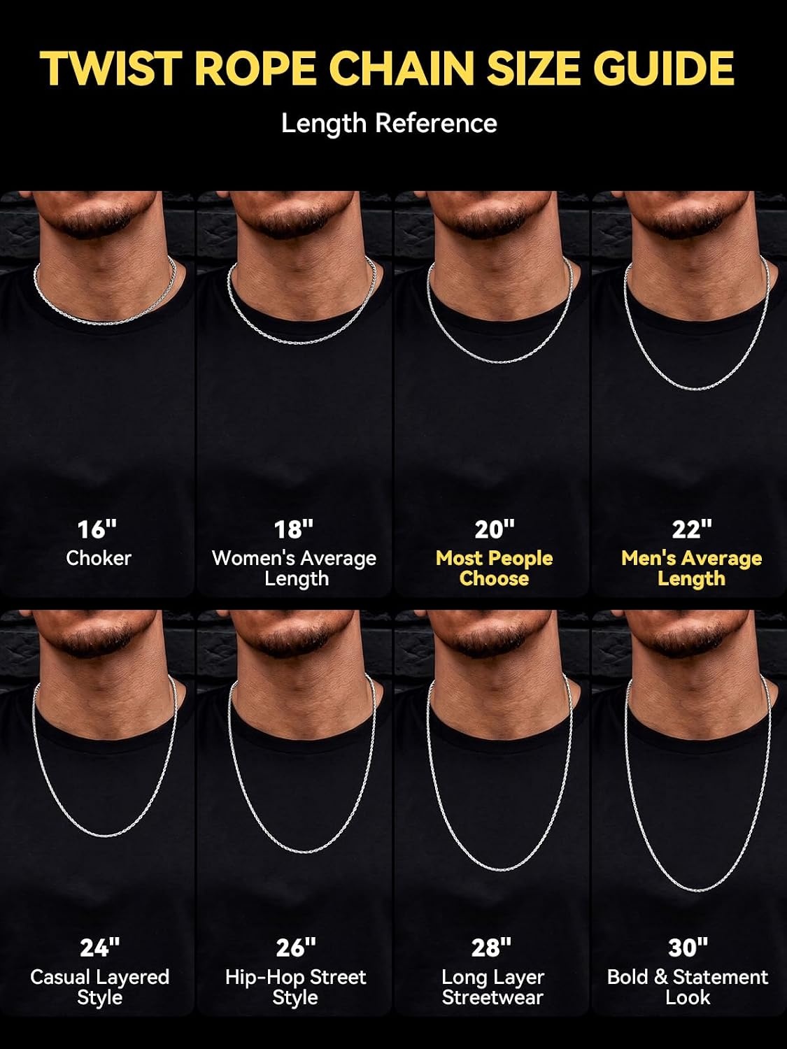 image:imageChainsHouse Stainless Steel Rope Chain Men Button Clasp Twisted NecklaceSilver