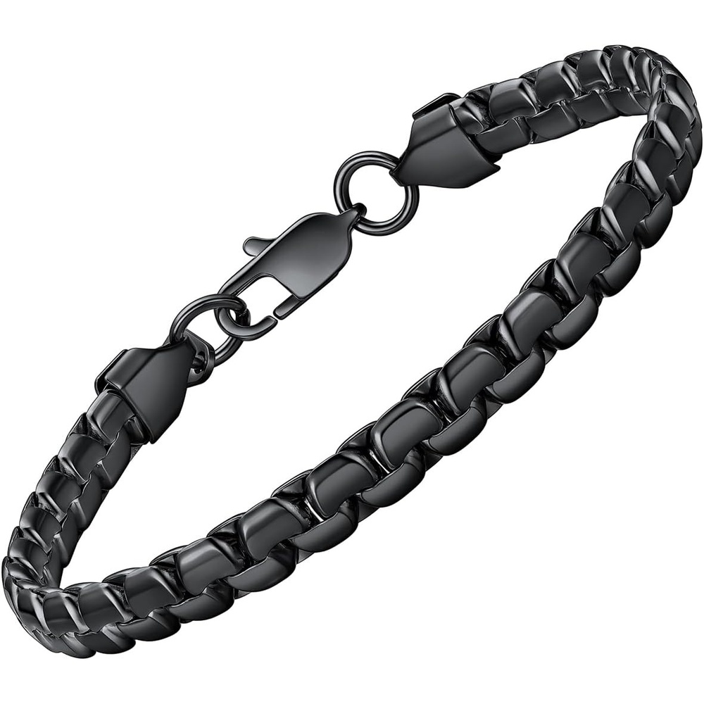 image:imageChainsHouse Flat Box Link BraceletUnisex Design316L Stainless SteelBlack