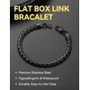 ChainsHouse Flat Box Link Bracelet,Unisex Design,316L Stainless Steel(Black)
