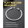 ChainsHouse Flat Box Link Bracelet,Unisex Design,316L Stainless Steel(Steel)