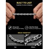 ChainsHouse Stainless Steel Rope Bracelet Mens Chain Bracelet Button Clasp(Silver)