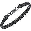 ChainsHouse Flat Box Link Bracelet,Unisex Design,316L Stainless Steel(Black)