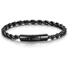 ChainsHouse Stainless Steel Rope Bracelet Mens Chain Bracelet Button Clasp(Black)