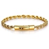 ChainsHouse Stainless Steel Rope Bracelet Mens Chain Bracelet Button Clasp(Gold)
