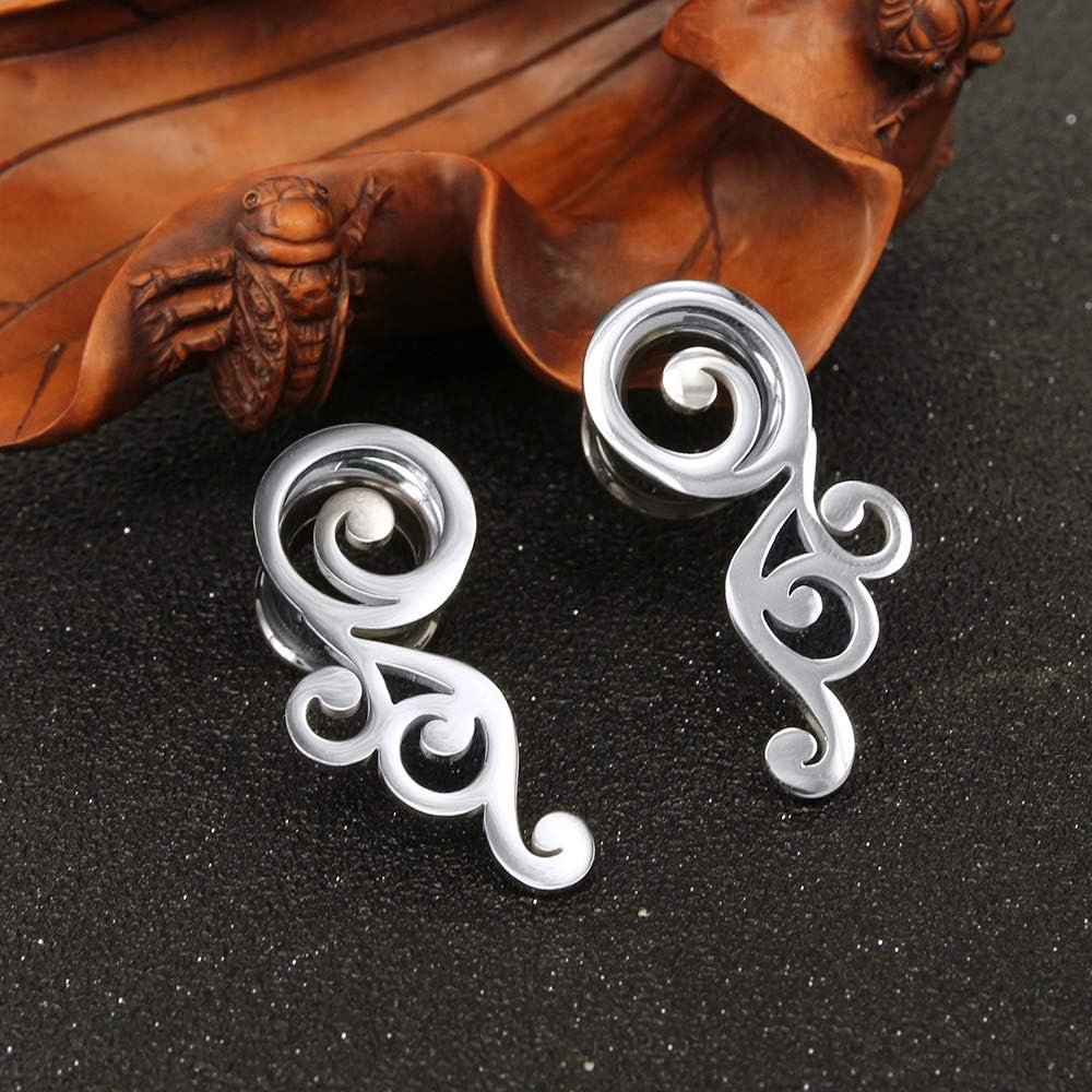 image:image2G58 Stainless Steel Double Flared Screw Ear Gauges Wings Ear Tunnels Ear Plugs Expanders Body Piercing Jewelry