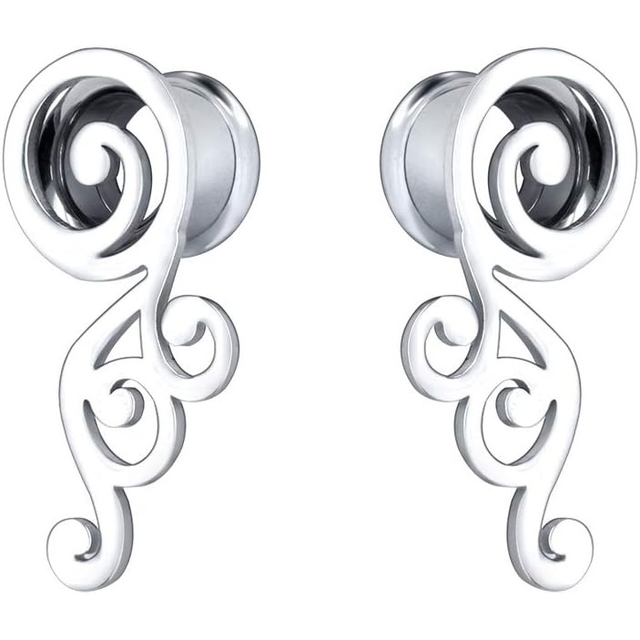 image:image2G58 Stainless Steel Double Flared Screw Ear Gauges Wings Ear Tunnels Ear Plugs Expanders Body Piercing Jewelry