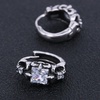 Gothic Punk Earrings Surgical Steel Prong Set Square Zirconia Big Hoop Earring for Men Women