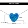 Multicolor 10mm Opal Heart Pendant Necklace 925 Sterling Silver Chain Necklace for Women Girls (Blue)