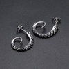 Stainless Steel Gothic Punk Stud Earrings for Women Men Curved Octopus Earrings Studs for Girls