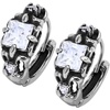 Gothic Punk Earrings Surgical Steel Prong Set Square Zirconia Big Hoop Earring for Men Women