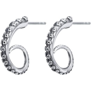 Stainless Steel Gothic Punk Stud Earrings for Women Men Curved Octopus Earrings Studs for Girls