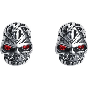 Cubic Zirconia Skull Stud Earrings Surgical Steel Punk Halloween Stud Earrings for Women Men